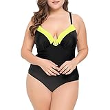 Moserian Damen Casual Plus Size Maschen Multicolor Bikini Einteiliger Badeanzug