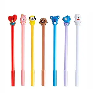 HASTHIP Cartoon Animal BTS Pen Black Ink Writing Pen Set Plastic Creative Gel Pens Office School Children Gift Stationery Supplies Set(8PCS)