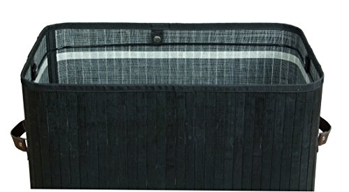 Kronenburg Bambus Wäschekorb Wäschesammler mit Deckel, Fassungsvermögen 100 L – 62,5 x 52 x 32 cm, Schwarz - 4