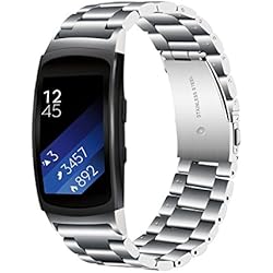 TRUMiRR Gear Fit 2 Correa de Reloj, Solid Banda de Acero Inoxidable Sports Strap Pulsera de Muñeca para Samsung Gear Fit 2 SM-R360/Fit 2 Pro SM-R365 Reloj Inteligente