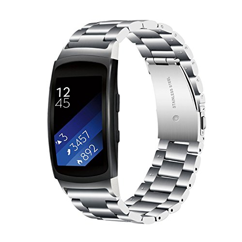 TRUMiRR Gear Fit 2 Correa de Reloj, Solid Banda de Acero Inoxidable Sports Strap Pulsera de Muñeca para Samsung Gear Fit 2 SM-R360/Fit 2 Pro SM-R365 Reloj Inteligente