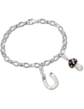SilberDream Charms Armband Glitzerset - Glück - Swarovski Elements 925 Sterling Silber Charm Armband und Anhänger...