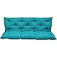 H B MSALA (DEVICE) Outside Benches Cushion with Backrest, Thicken Swing Cushions 2/3 Seater Replacement, Porch Swing Cushions Outdoor (40 x 60 inch, Sea Blue)