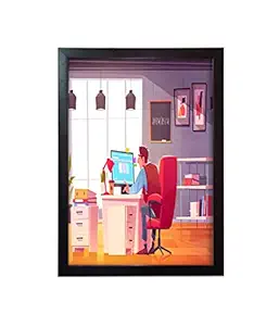 Khakee Work Space Art Wall Poster Frame | Quotes Posters with Frame (Frame22-163)