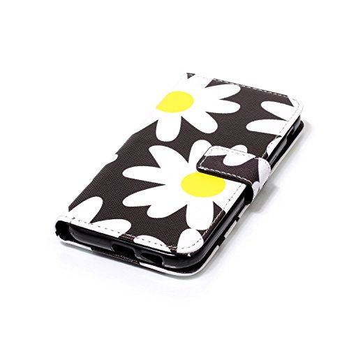 Galaxy A5 2017 Hülle,Samsung Galaxy A5 2017 Handyhülle Brieftasche,Elegante Weiß Blumen Muster Leder Schutzhülle Case Etui im Bookstyle Weiche Inner Magnetverschluss Protektiv Flip Hülle Tasche Wallet Telefon-Kasten Case Cover mit[Ständerfunktion] und [Kartenfächer]für Samsung Galaxy A5 2017+1xSchwarz Glitzer Bling Eingabestift-Weiß Blumen - 4