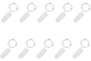 PAWARSO Luci LED a Batteria, 10 Pezzi 2M 20 Luci Stringa Filo Di Rame Lucine Decorative a Batteria per Natale,Decorazione di Nozze, Matrimonio, DIY, Festa (Bianco Freddo)