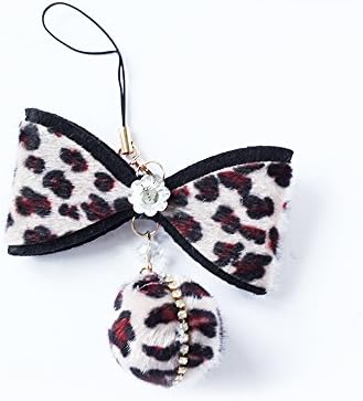 White-black Bow-knot with Ball Keyring Charm Dalmatian Pendant Purse Bag Key Ring Chain Gift
