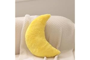 CHAMPRACER Kuschelkissen Kinder Sternkissen Weiche Flauschige Mond Wolken Sternform Zierkissen Sofakissen, Plüsch Kissen Dekokissen für Kinderzimmer Schlafzimmer Deko (Gelber Mond 38 cm)