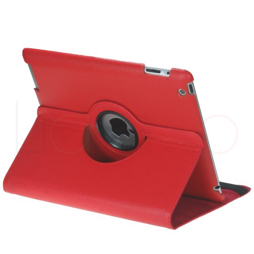 ChannelExpert Rot Swivel Ledertasche Lederbeutel Hülle case Cover Schutzhülle Schutzcover Halterung für APPLE iPad 2/New iPad - 3
