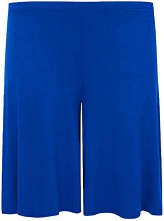 New Ladies Women Standard &amp; Plus Size Plain Soft Jersey Shorts Size 14-26 Summer (18, ROYAL BLUE)