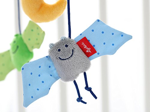 sigikid, Mädchen und Jungen, Mobile mit Fledermäusen, Baby bite me, Blau/Grün/Gelb, 41015 - 6