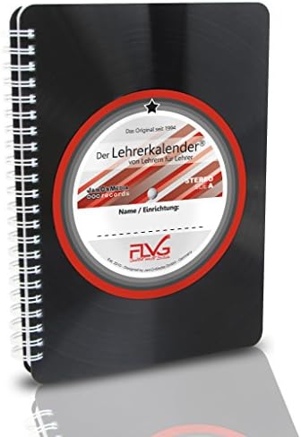FLVG Teaching Calendar by Teachers for Teachers 2017/2018 DIN A5 with Recycled Cover Made From A Real (used) Vinyl Record, Spiral Book, Handmade by JamOnMedia.