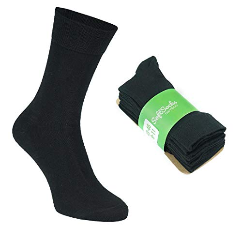 SoftSocks Negro calcetines de bambú súper suaves para él y para ella, comodidad óptima: ideal para negocios, deporte y ocio, ¡paquete de 5! TRANSPIRABLES! (39-42)