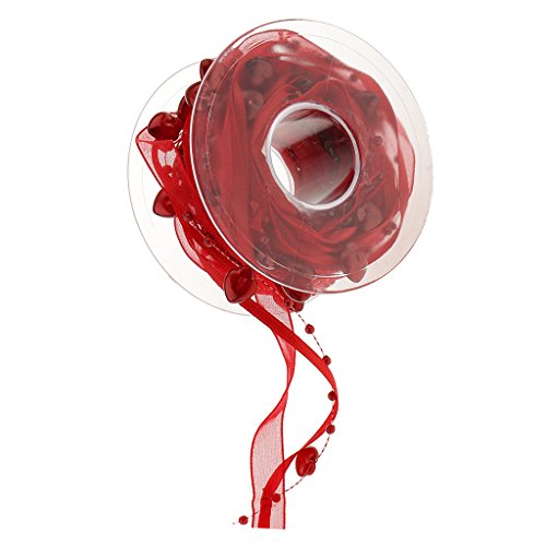 Gazechimp 5 Meter Herz Perlen Spitze Zierte Näh Mesh Spitzenband Geschenkband Dekoband Für Handwerk 10mm – Rot, one size - 2