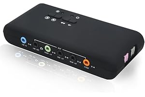 YEY 7.1 USB 3.5MM Sound Card I/O 48KHz sample rate 8CH DAC and 2CH ADC via S/PDIF Input and Output with loop-back support standalone Cmedia software for WINDOWS only