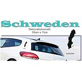 MAPS - Länder Autoaufkleber Silhouette ***SCHWEDEN*** 16cm x 7cm (Farbauswahl)