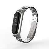 Muium Mode Für xiaomi mi Band 3 Mode Edelstahl Luxus Armband Metall Armband Watch uhrenarmband (Silver)