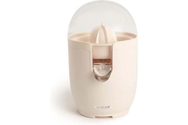 CREATE/JUICER RETRO/Presse-agrumes électrique blanc cassé/Comprend deux cônes, système anti-goutte, capacité de 280ml, facile à utiliser et à nettoyer, facile à utiliser et à nettoyer, 90W