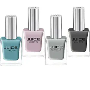 JUICE ONE COAT NAIL PAINT COMBO TEAL BLUE - C02, ASH BLONDE - C06, MOON LIGHT - C11, DUSTED TRUFFLE - C14 LONG LASTING 11ML EACH PACK OF 4