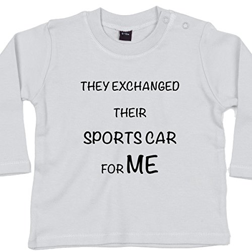 Exchanged Spots Car for Me - Funny Baby T-shirts, 6 to 12 mths, White