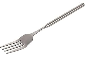 VAYFONI 1PC Extendable Fork - Telescopic Roasting Stick - Stainless Steel BBQ Skewer - Long Handle Fork for Outdoor Cooking, Dinner & Toasting Marshmallows (Silver, 22.1–64.6cm)