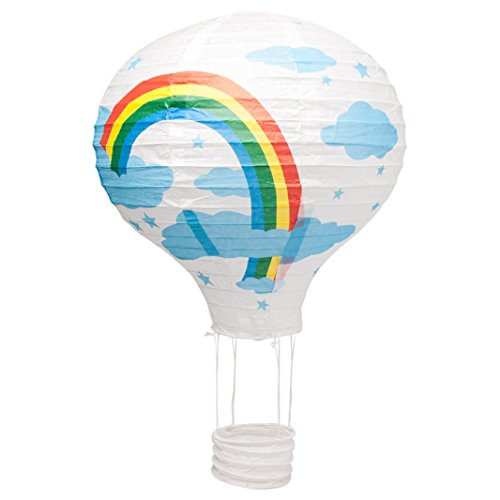Hot Air Balloon Paper Lampshade (Blue and White Clouds with Rainbow) by TGO - 2