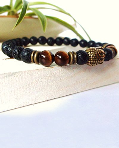 Young & Forever Gift Natural Gemstone Reiki Feng Shui Healing Crystal Beads Hand Triple Protection Lucky Bracelet Buddha Bracelet. Unisex. - Image 5