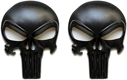 Premium Matte Black 3D Metal Decal/Sticker (2 Pack) - Tactical Skull for Gun Magazine, Car, Truck, Motorcycle, etc.