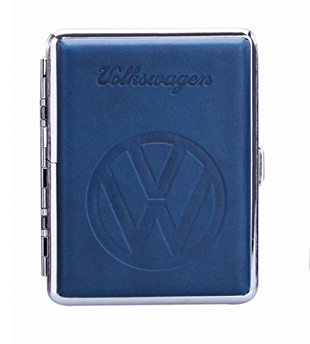 VW ZIGARETTENETUI Leder BLAU Volkswagen Zigaretten Etui Zigarettenbox Case 37