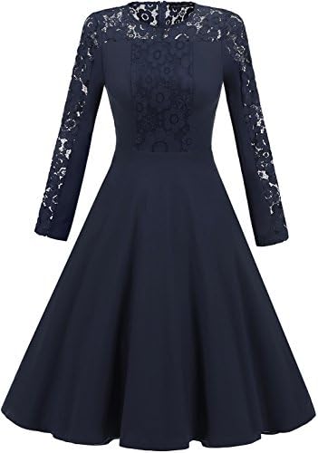 Joansam Patchwork Vintage Dress Lace Women Autumn Rockabilly Party Dresses Long Self Portrait Robe Crochet Tunic Dress JSDN1580N-M