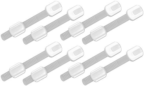 SUPER VALUE PACK Linden Tree Baby Cabinet Locks - Keep Your Baby Away From Harmful Chemicals And Other Items - Double-Sided 3M Tape - Adjustable Strap - Works on Any Surface - Ultimate Child Safety Lock - 8-Pack - Easy Installation