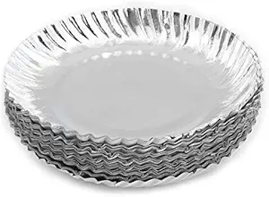 Sapnasales Paper Serving Plates - 200 Pieces, Silver