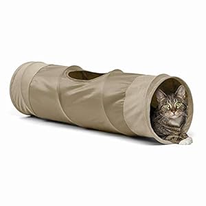 LeerKing Túnel Plegable para Gatos Tubo de Juguete Largo para Mascotas 90 * 25cm Beige