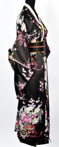 Japanisch Kimono Robe Yukata Schlafanzug Schwarz - 2