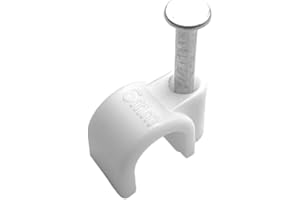 Typicshop - Morsetti per chiodo | Confezione da 100 ganci | Fissare cavo antenna 6 mm | Fissare cavo rotondo | Clip di fissaggio cavi parete | Graffette in plastica bianca | Graffette 6 mm | Puntelli