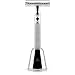Jagen David ® D1 - Double Edge Razor with Stand - Safety Razor Fits All Double Edge Razor Blades unique Christmas gift for him (Silver)