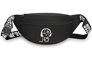 LEXICANMHS Sac de poitrine Lpour enfants, sac de poitrine pour téléphone portable, clés, sac banane pour garçons et filles, logo réfléchissant pour enfants,réglable de 60 à 120 cm