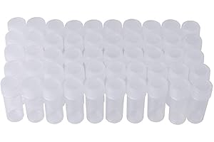 HILITAND 100pcs Flacons d'Échantillonnage Bouteilles en Plastique Volume de 5ml Petit Récipient de Stockage, Tubes à Essai en Plastique pour Solide, Pilules, Graines, Granulaires