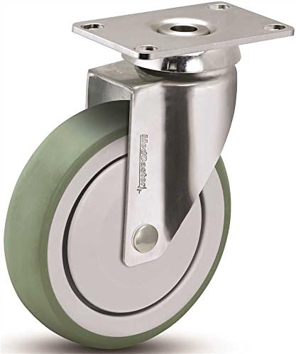 Medcaster SS-03AMP125-SW-TP01 Antimicrobial Swivel Caster with 165 lb. Capacity and Top Plate Fitting, Stainless Steel, Plastic, 1" x 1" x 1"