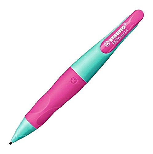Stabilo EASYergo Ergonomischer Druck-Bleistift (1,4, inklusive 3 dünner Minen, Härtegrad HB, für Rechtshänder) türkis/neonpink - 3