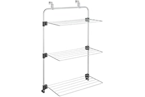 Metaltex Séchoir à linge Gale Over-The-Door, revêtement Epotherm gris, 31 x 57 x 93 cm