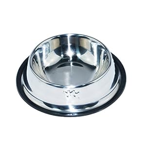 Plato Comedero Bebedero Mascota, Antivuelcos, Acero Inoxidable, Base Antideslizante, Perro, Gato, Plato, Tazón, Fuente, Cuenco, Recipiente para Perros Y Gatos (220/295mm)