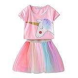 camisa unicornio para niña Top de manga corta unicornio para niñas con conjunto de falda tutú