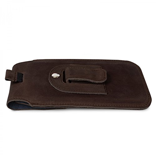 ROYALZ Gürteltasche für Samsung Galaxy A5 Ledertasche (für Galaxy A5 2015, A5 2016 und A5 2017) Schutztasche mit Gürtelclip Rausziehhilfe Hülle Holster Tasche Gürtel Leder dunkel braun - 3