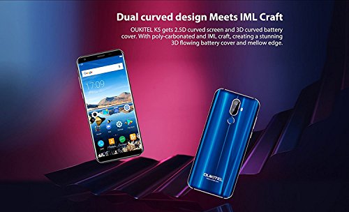 Unlocked Smartphones 4G,OUKITEL K5 - 5.7 inch HD (18:9 ratio) Android 7.0 4G smartphone 2GB+16GB 4000mAh Battery Triple cameras (5MP+2MP+16MP) Blue