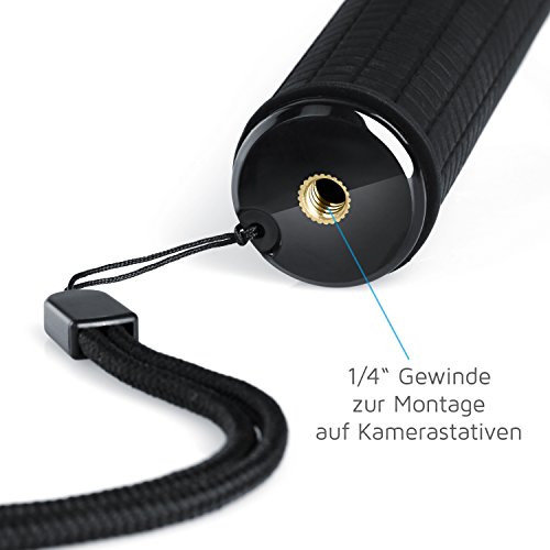 Aplic – Blue Selfie Stick für GoPro Actioncam | sowie durch Adapter für Smartphone nutzbar | Monopod Selfie Stange (Telescoping) | einstellbare Stange 98cm | inkl. 1/4″ Gewinde zur Montage auf Kamerastativen - 3