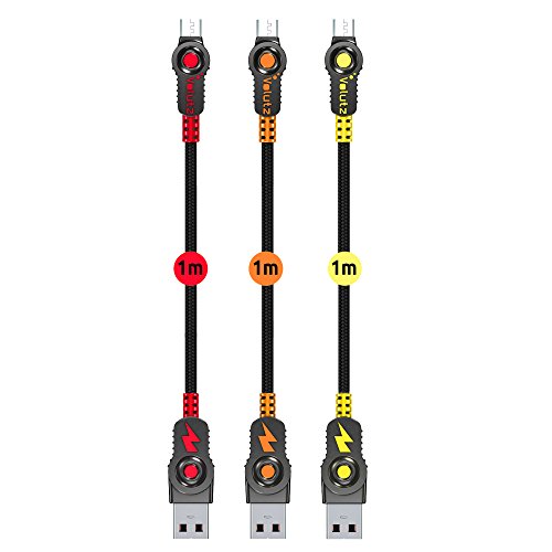 Volutz Micro USB Kabel, 3er Pack (3x 1m), nylonummanteltes Ladekabel, Quick Charge & Sync für Android Geräte, Samsung, Huawei, HTC, Sony u.v.m. – Equilibrium Serie - 4