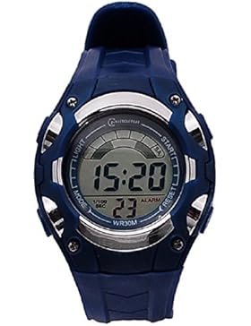 Armbanduhr, für Damen, Quarz, digital, Stoppuhr, sportlich, mit Alarm, wasserdicht, blau