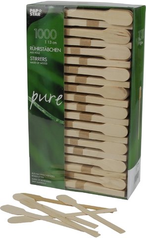 Papstar 16715, 1000 agitadores, removedores, madera, pure, 13 centimeter
