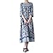 Produktbild Damen Kleider Frauen Sommerkleider Halb Ärmel Maxikleid Blumendruck Abendkleid Großen Größen Blumenkleid Crewneck Casual Loose Minikleid Partykleid A Line Cocktailkleid (L, Sexy Blau)